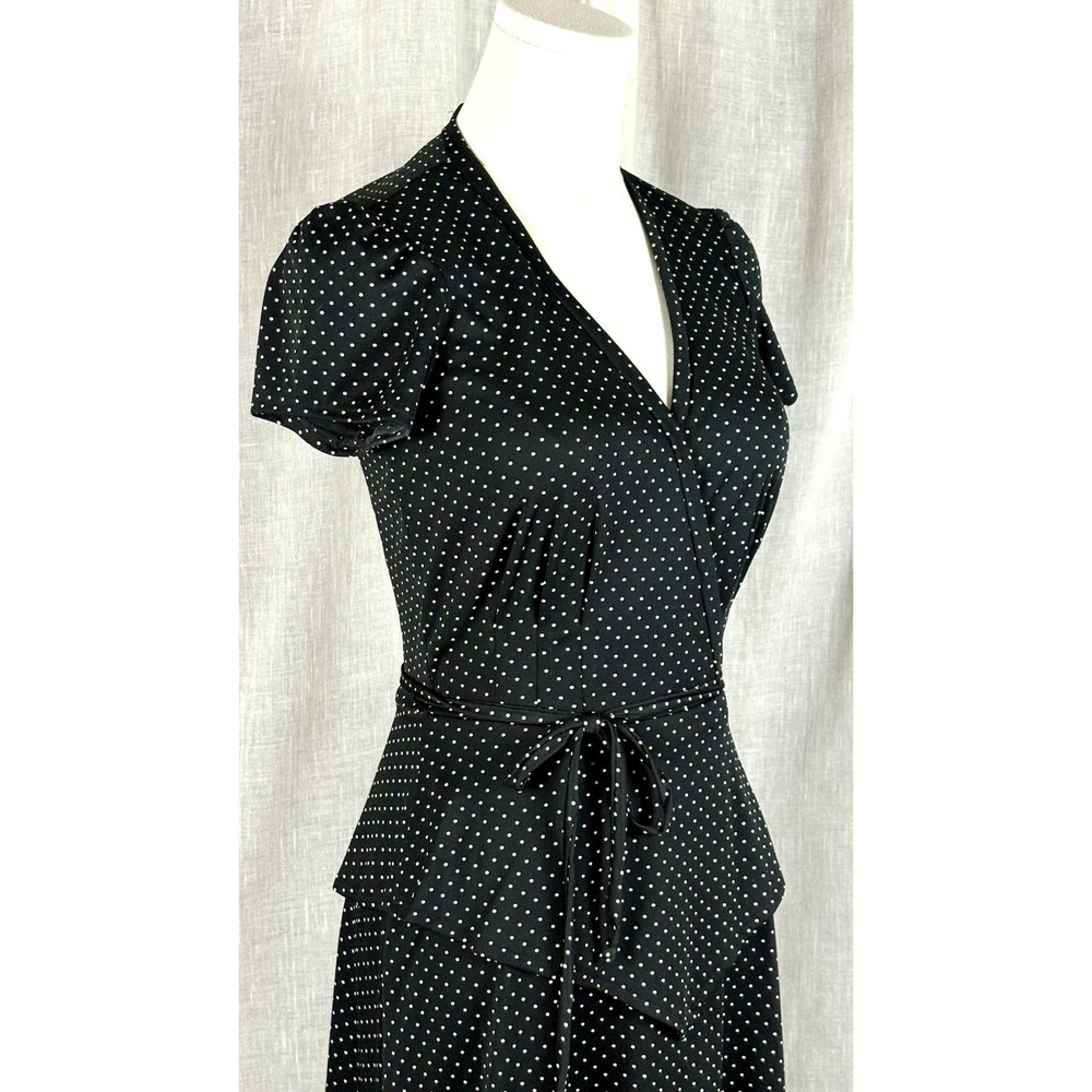 Vintage 70's Polka Dot Peplum Dress Parisian Chic French Girl Dark Academia Sz S - Picture 7 of 12